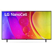 Vista frontal del televisor LG NanoCell con una imagen de relleno y el logotipo del producto