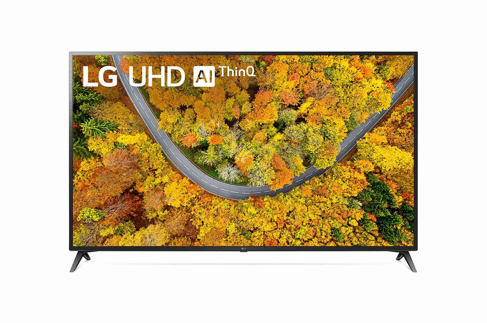Vista frontal del televisor LG UHD