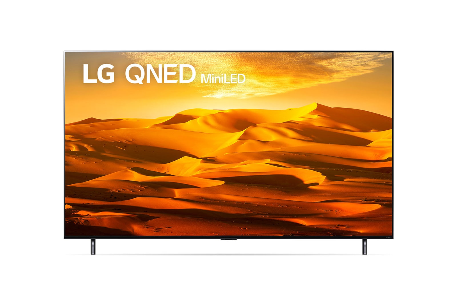 Vista frontal del televisor LG con una imagen de relleno y el logotipo del producto