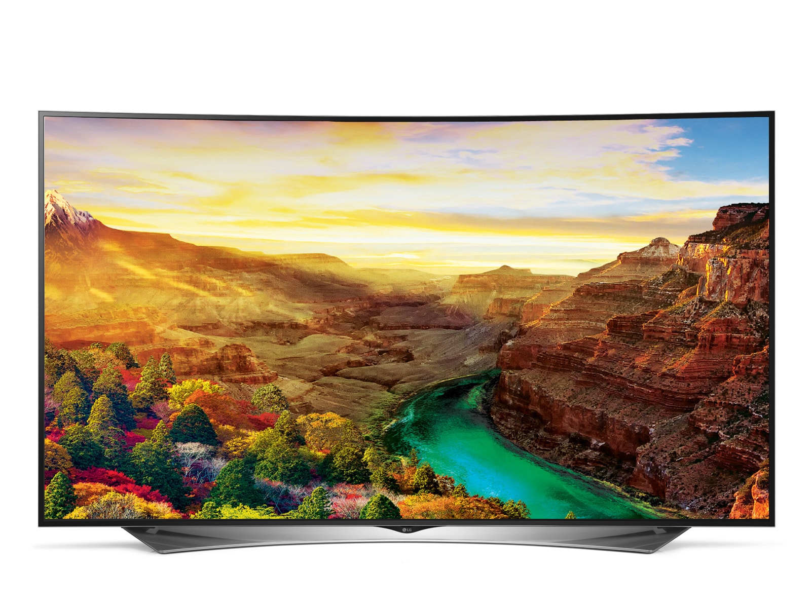 Vista frontal de LG UHD 4K curvo TV 79&#34; UG8800 79UG8800