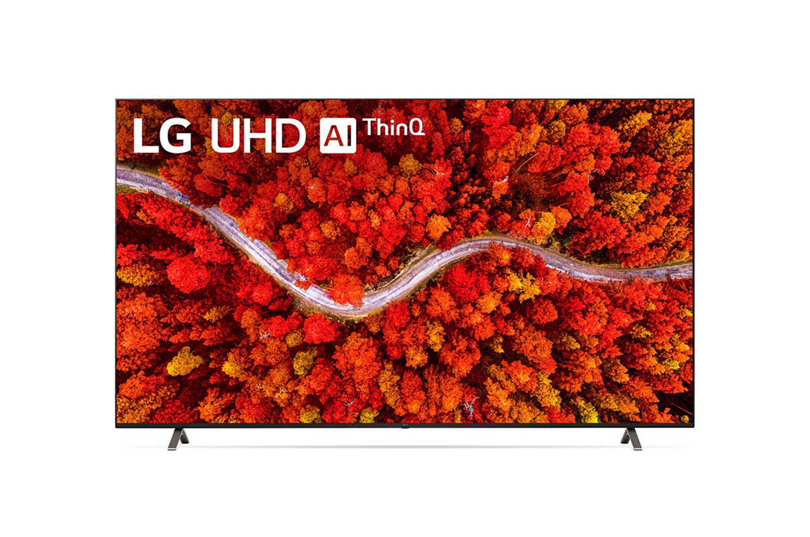 Vista frontal del televisor LG UHD