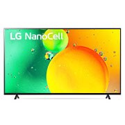 Vista frontal del televisor LG NanoCell con una imagen de relleno y el logotipo del producto