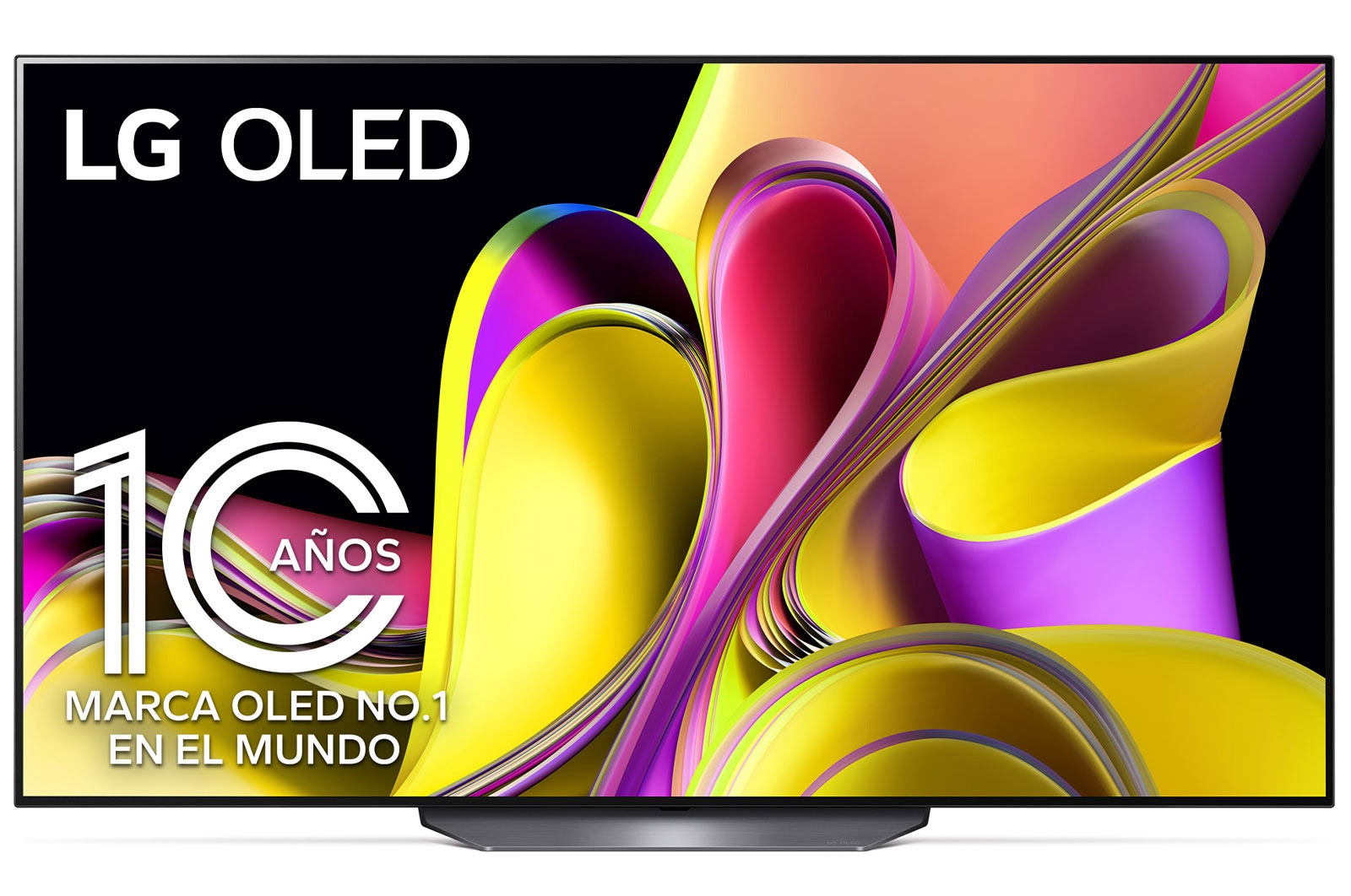 Vista frontal con LG OLED y Emblema 10 Años Marca OLED No.1 en el Mundo.