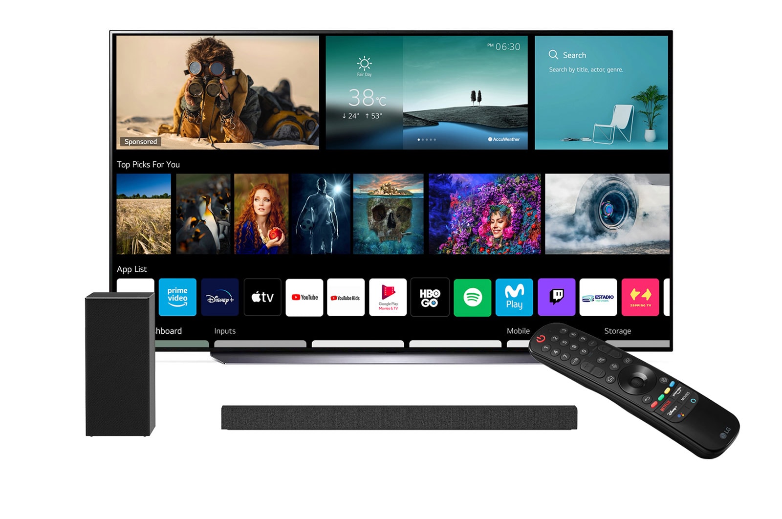 LG OLED 65'' C1 4K Smart TV con ThinQ AI (Inteligencia Artficial), α9 Gen4 AI Processor + Barra de Sonido LG SP7, OLED65C1PSA-SP7