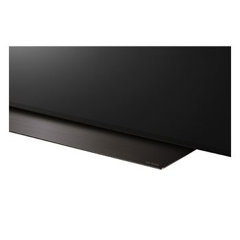 Imagen en primer plano del televisor LG OLED, OLED B4 desde la base, que muestra un soporte de 2 polos