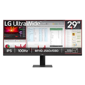 LG Monitor LG UltraWide 29" WFHD 100Hz IPS compacto para tu espacio