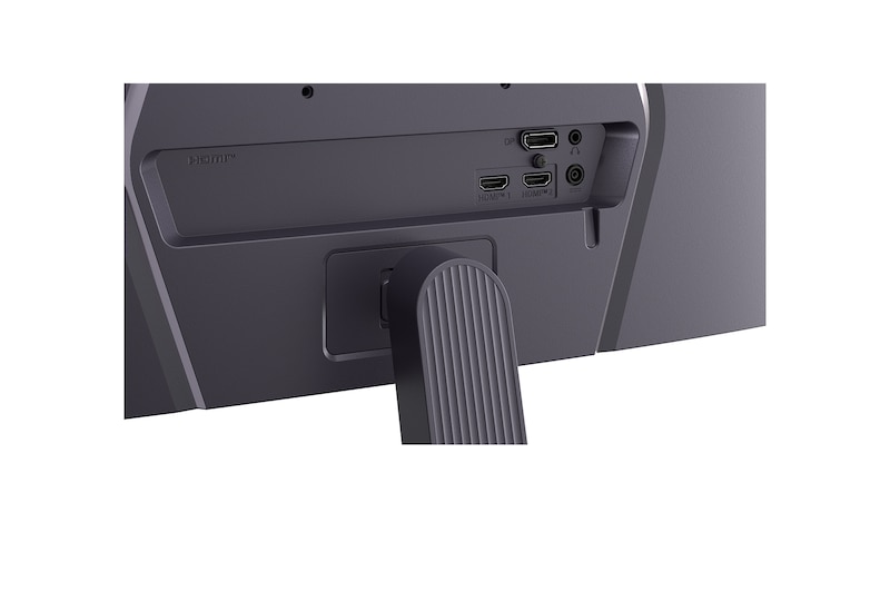 Rear view of the monitor showing the stand attachment area and rear ports
