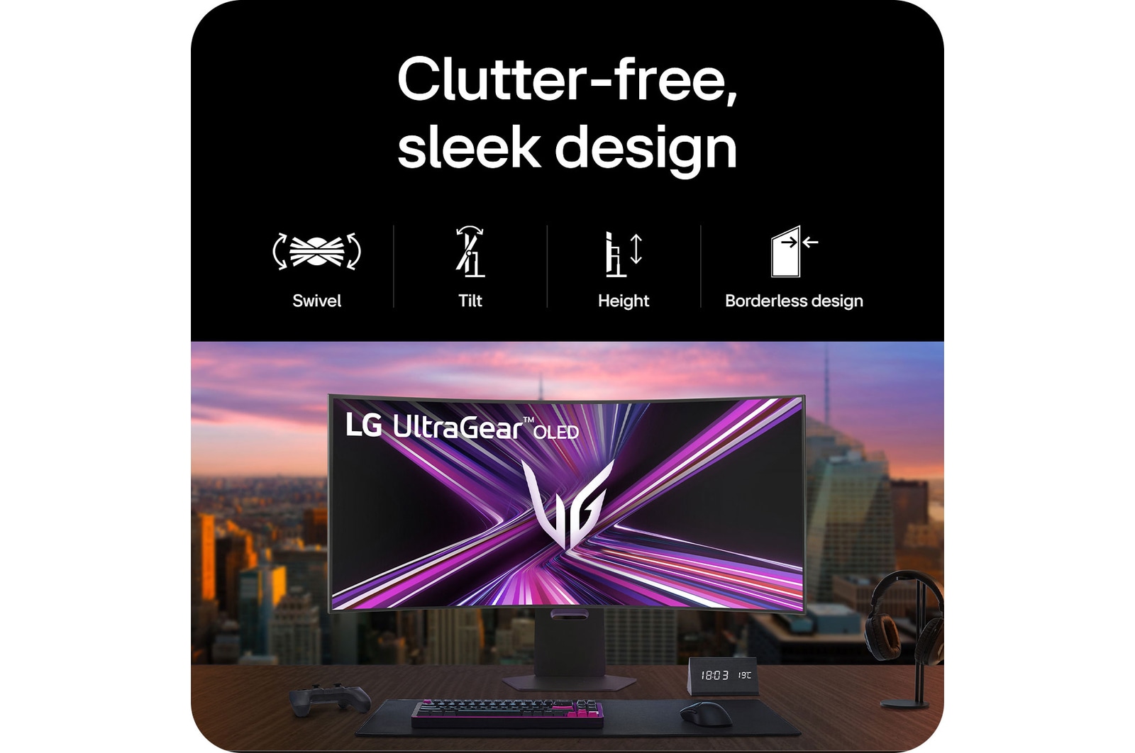 side view of a tilted monitor