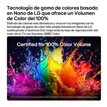 LG QNED AI QNED70 Mini LED with Dynamic QNED Color fills the screen with vivid, fluid bursts of multicolored, paint-like motion, showcasing enhanced color vibrancy certified for 100% Color Volume.