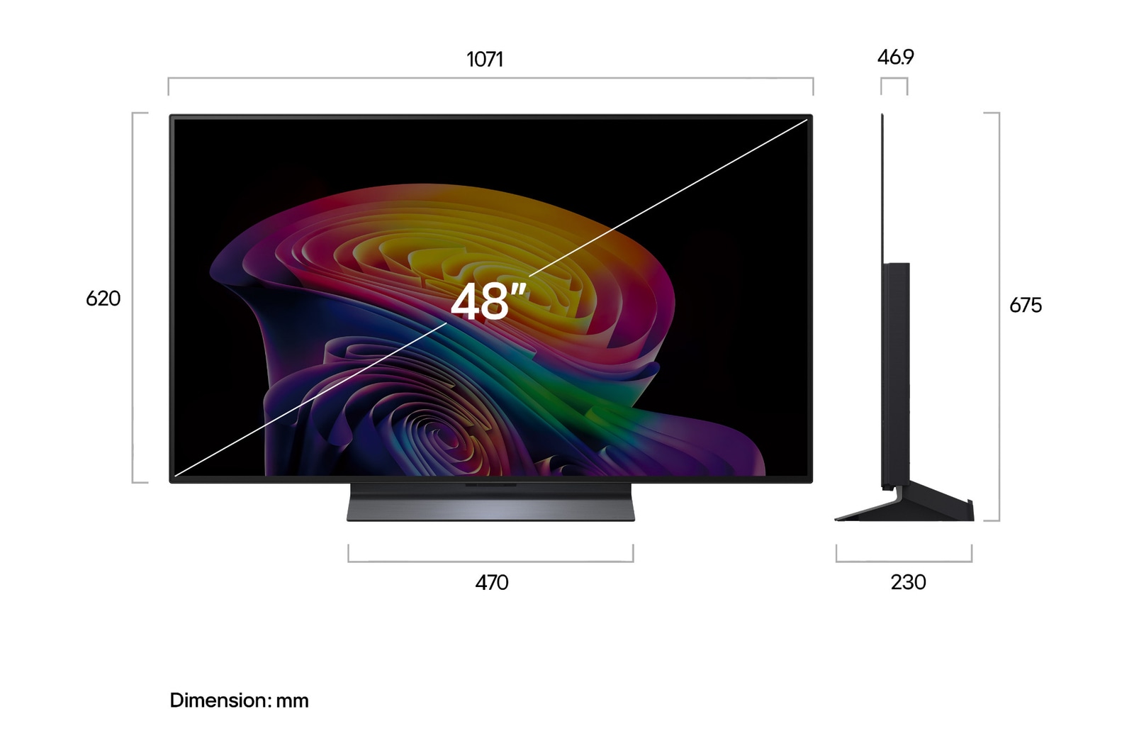 La vista frontal de la LG OLED evo AI C6, lanzada en 2026, muestra una imagen de formas multicolores en capas, negro perfecto y color perfecto, junto con la insignia de la OLED TV número uno del mundo durante 13 años.