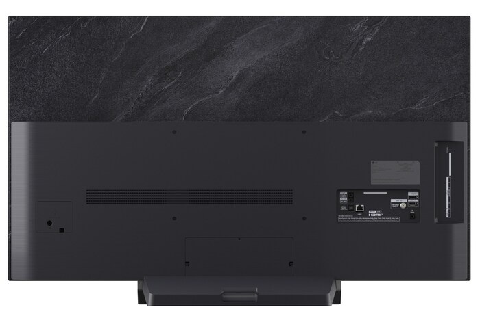 La LG OLED evo AI C6, que se muestra en vista frontal y lateral, destaca por su pantalla de 55 pulgadas con una anchura de 1222 mm, una altura total de 703 mm y un grosor ultrafino de 45.1 mm sin soporte.