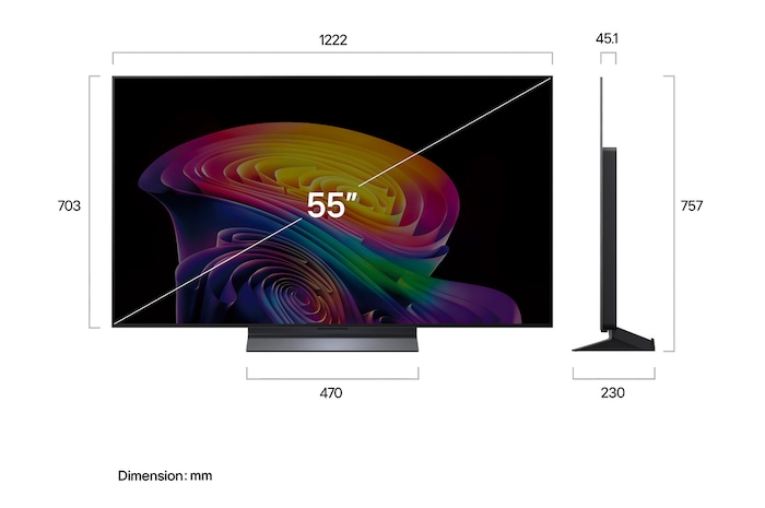 La vista frontal de la LG OLED evo AI C6, lanzada en 2026, muestra una imagen de formas multicolores en capas, negro perfecto y color perfecto, junto con la insignia de la OLED TV número uno del mundo durante 13 años.