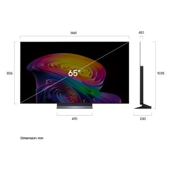 La vista frontal de la LG OLED evo AI C6, lanzada en 2026, muestra una imagen de formas multicolores en capas, negro perfecto y color perfecto, junto con la insignia de la OLED TV número uno del mundo durante 13 años.