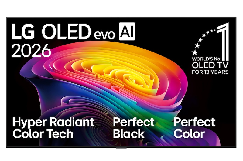 Vista frontal de Smart TV LG 77" OLED evo AI C6 4K 2026 OLED77C6PSA