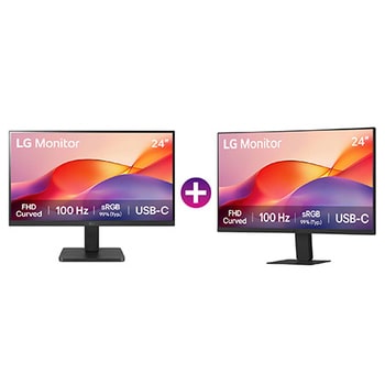 LG Pack 2 Monitores LG 24'' Curvos FHD de 100 Hz con USB-C