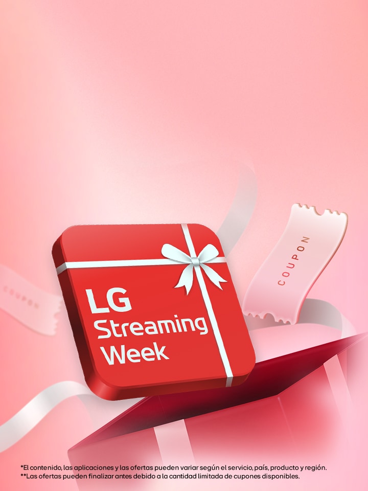 Una caja roja se coloca con el texto que dice "LG Streaming Week" en él.
