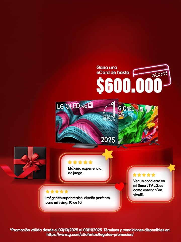 Por tu reseña de tu TV, gana una e-card de hasta $600.000