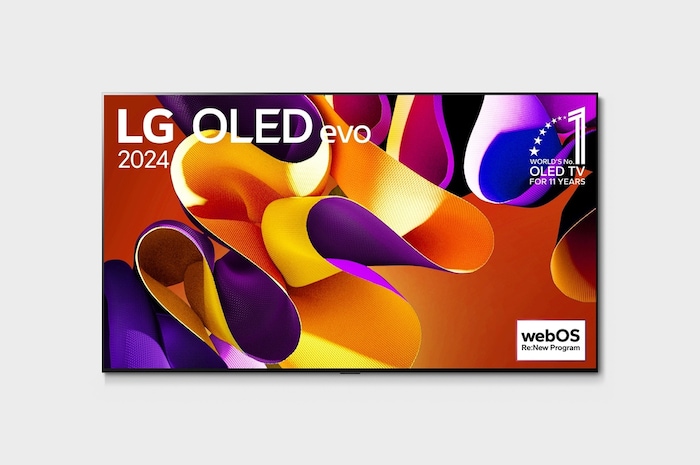 Right-facing side view of LG OLED evo TV, OLED G4 on the wall