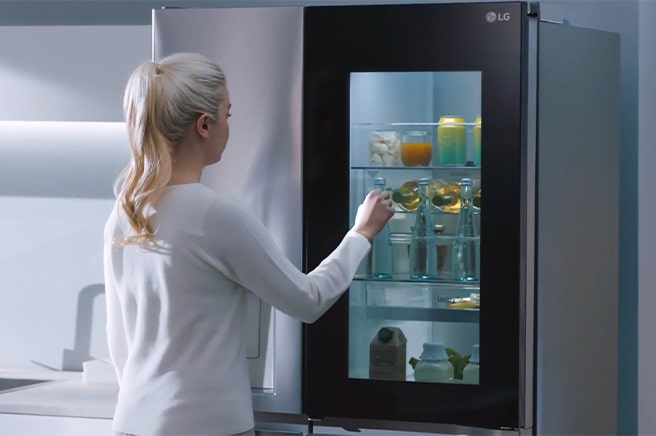This is an image of knocking on the Instaview Fridge Freezers