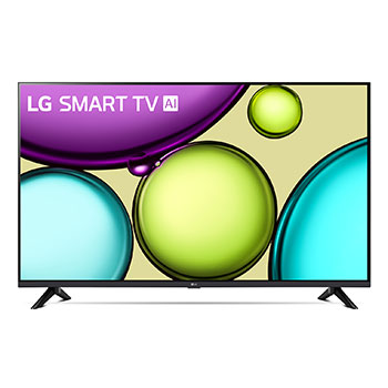 Front view of LG HD TV, LR60 with text of LG SMART TV AI and 2024 on screen with 2-pole stand