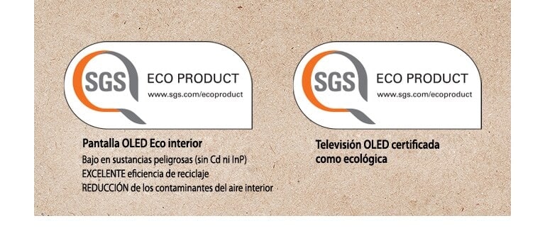 El logotipo de la certificación SGS en los paneles OLED y los televisores OLED.
