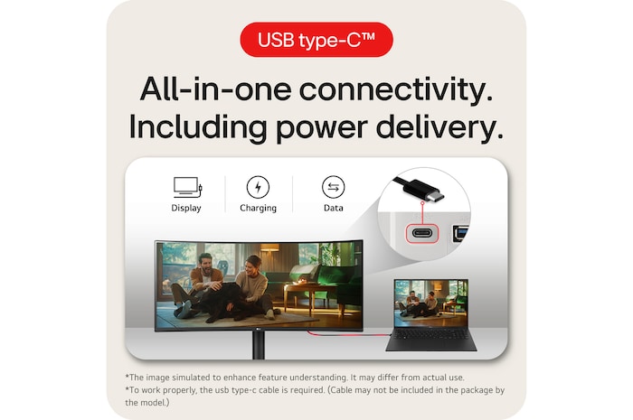 LG Monitor curvo UltraWide QHD de 34" con USB Type-C™, 34WR55QK-B