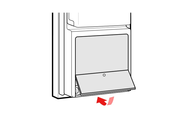 Cierra la tapa del filtro de agua Después de reemplazar el filtro de agua, dispensa dos galones y medio de agua durante aproximadamente cinco minutos para eliminar el aire atrapado y los contaminantes del sistema