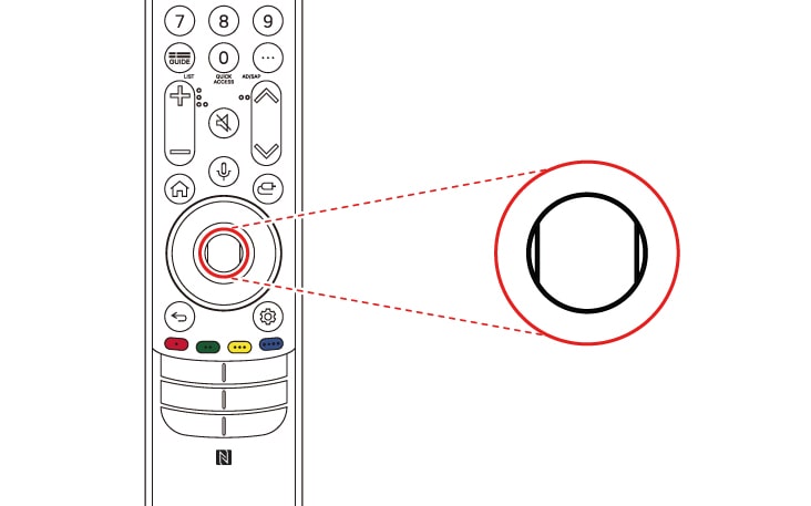 Para utilizar el controlador Magic Remote, primero emparéjalo con tu televisión Primero Coloca las baterías en el Magic Remote y enciende la televisión Segundo Apunta con el controlador Magic Remote a tu televisión y presiona el botón de la rueda OK del controlador remoto Si la televisión no registra el controlador Magic Remote, inténtalo de nuevo después de apagar la televisión y volver a encenderla