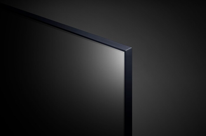 Close-up of the top edge of LG UHD TV, UT73