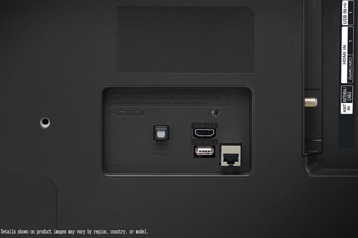 Close-up of the top edge of LG UHD TV, UT73