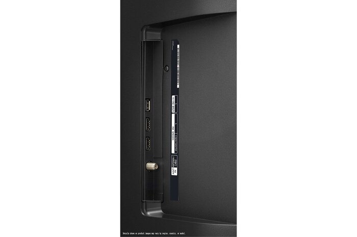 Close-up of the top edge of LG UHD TV, UT73