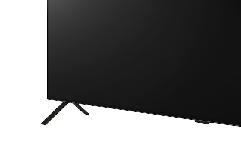 Imagen en primer plano del televisor LG OLED, OLED B4 desde la base, que muestra un soporte de 2 polos