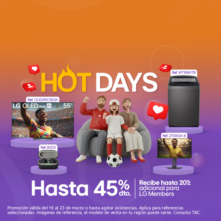 banner promocional Hot Days hasta el 45% de descuento en electrodomésticos