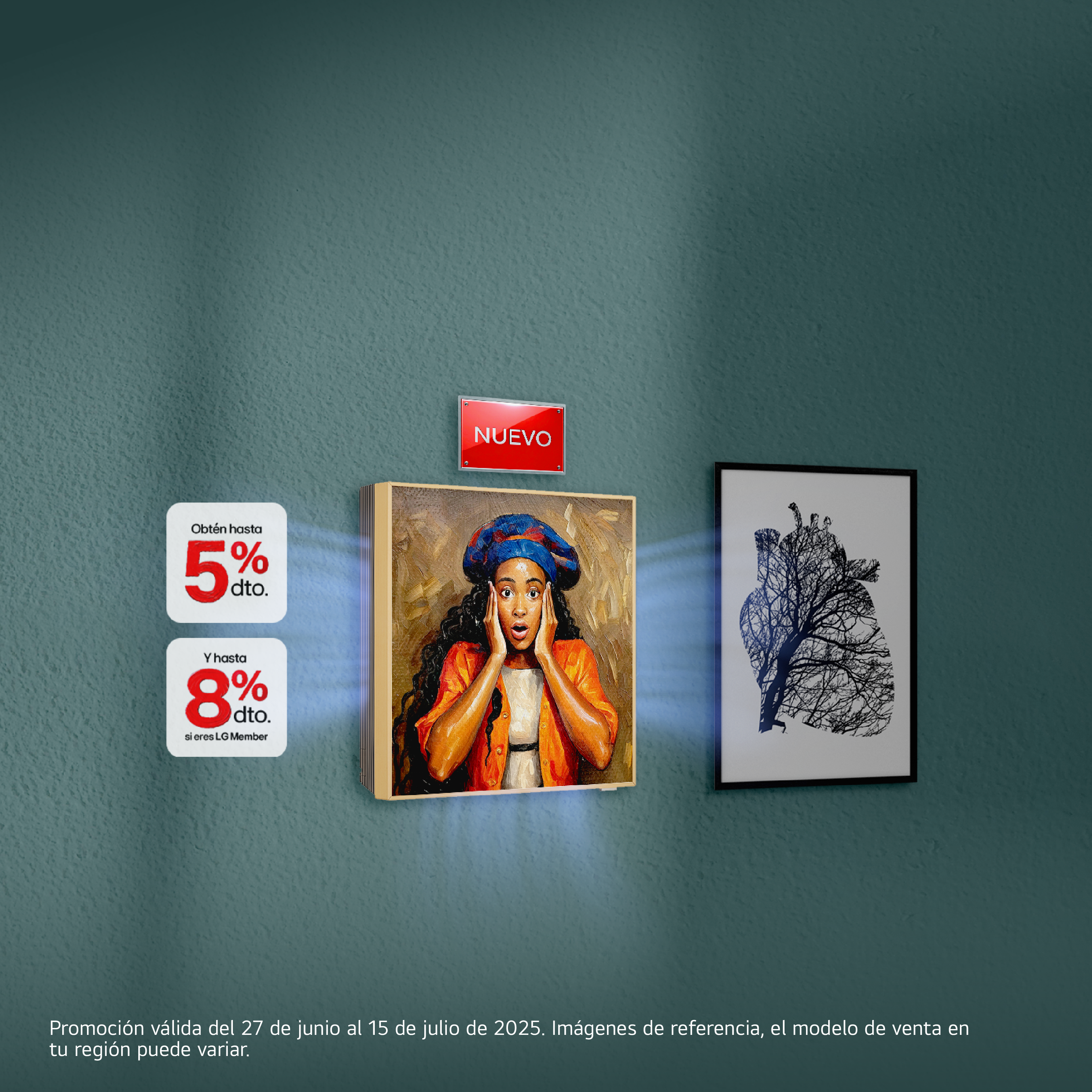 Aire Acondicionado ARTCOOL LG en pared y cuadro de arte