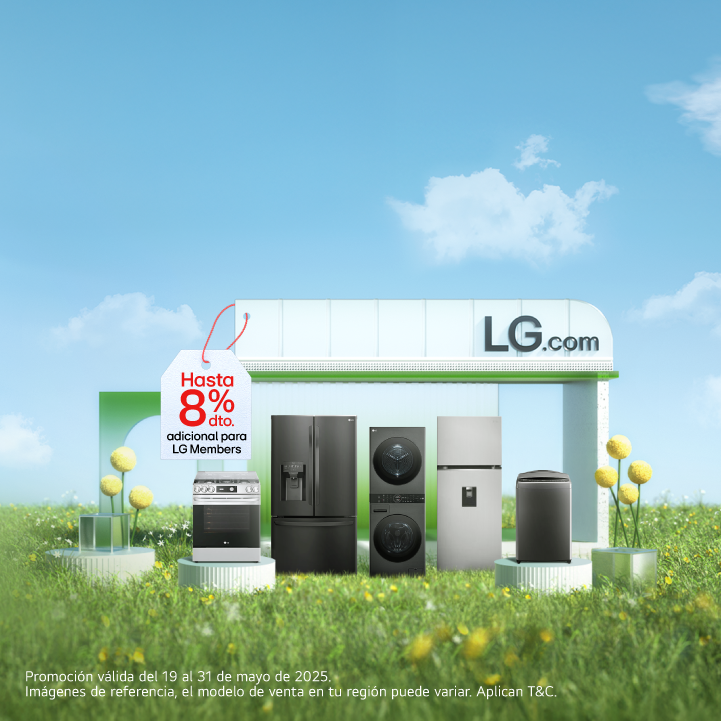 Electrodomesticos LG estufa, nevecon, Washtower, nevera, lavadora carga superior, en exterior y en campo abierto con descuento de 8% solo LG Member