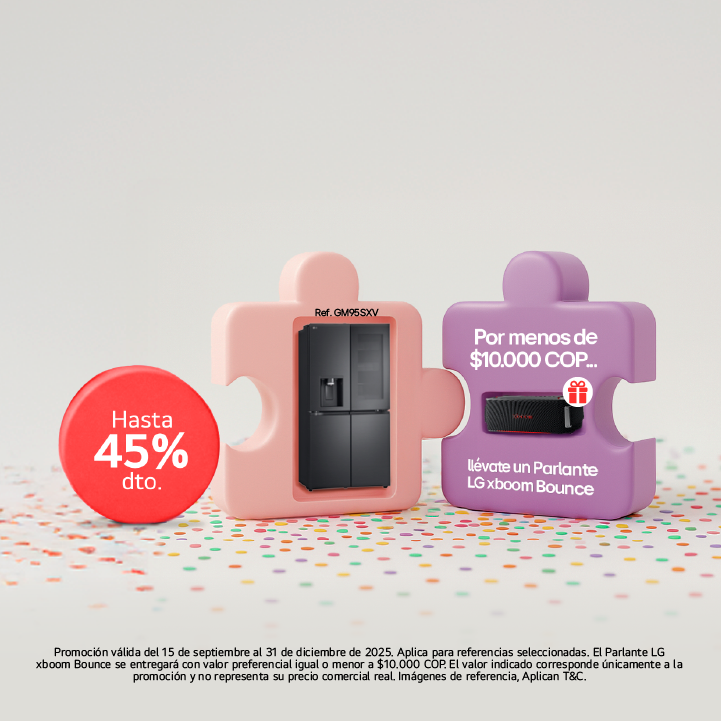 Banner promo Nevecón 45% de descuento. regalo un parlante LG xboom Bounce