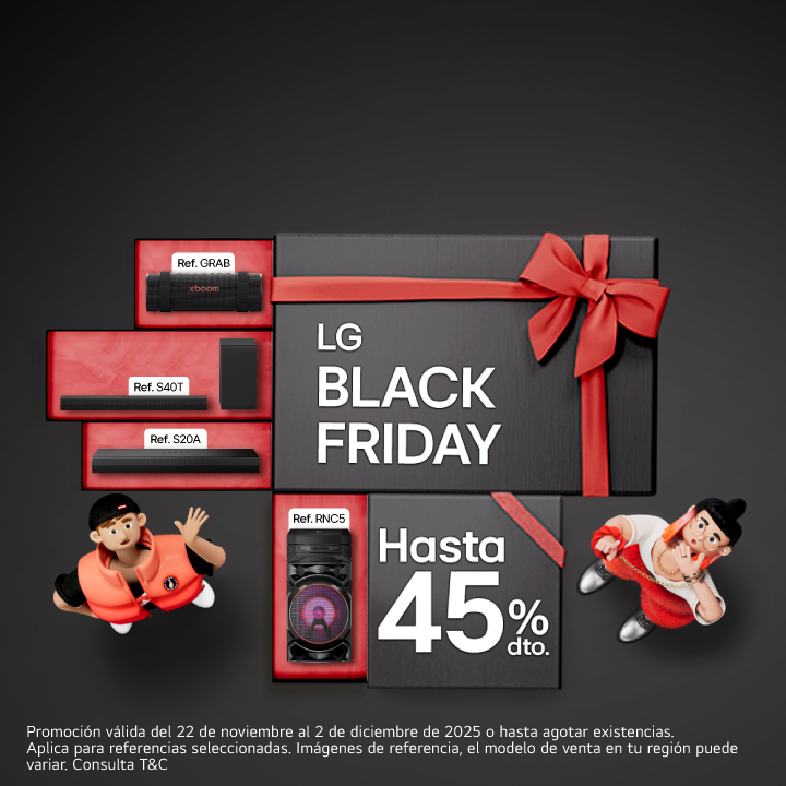 Banner promo Audio y más 45% de descuento Black Friday