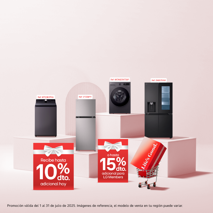 Descubre los nuevos electrodomésticos LG, lavadora lg carga superior, lavadora lg carga frontal, nevecón lg con hasta 45% de descuento