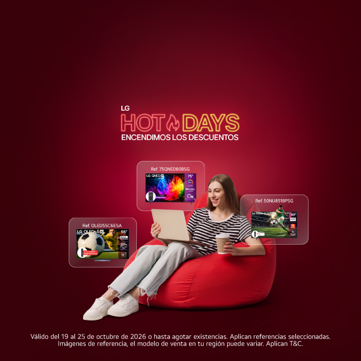Banner promocional de hot days LG hasta el 20%