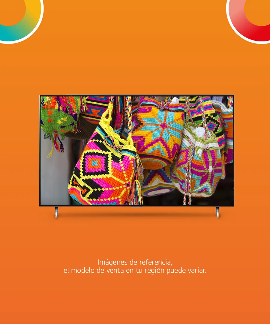 Televisor LG, mostrando mochilas arhuacas