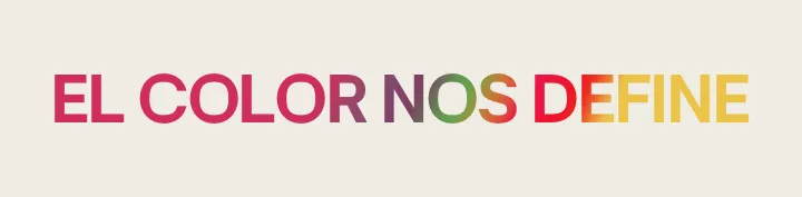 Las palabras "COLORES REALISTAS" en un motivo degradado multicolor. 