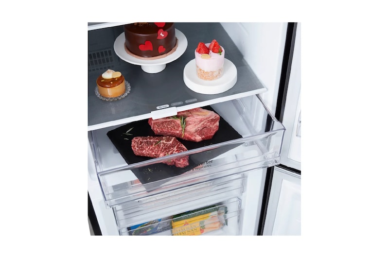 Nevera mostrando el cajón Fresh Converter para refrigerar carne