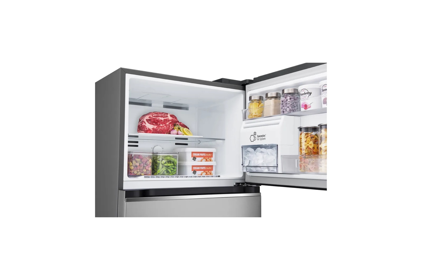 Productos almacenados dentro de la nevera LG VT40APYC