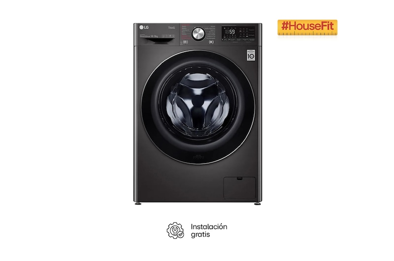 Vista frontal de Lavadora carga Frontal 2 en 1-14Kg/30lbs- AIDD-Negro Acero WD14BVC2S6