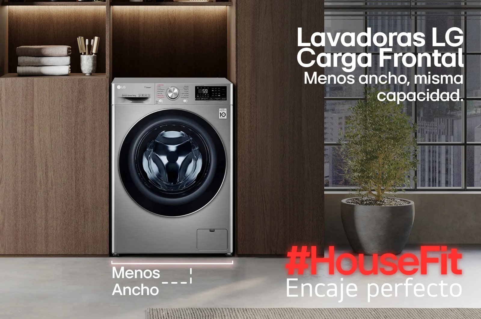 Lavadora LG WD16EG2S6 encaje perfecto en zona de lavado