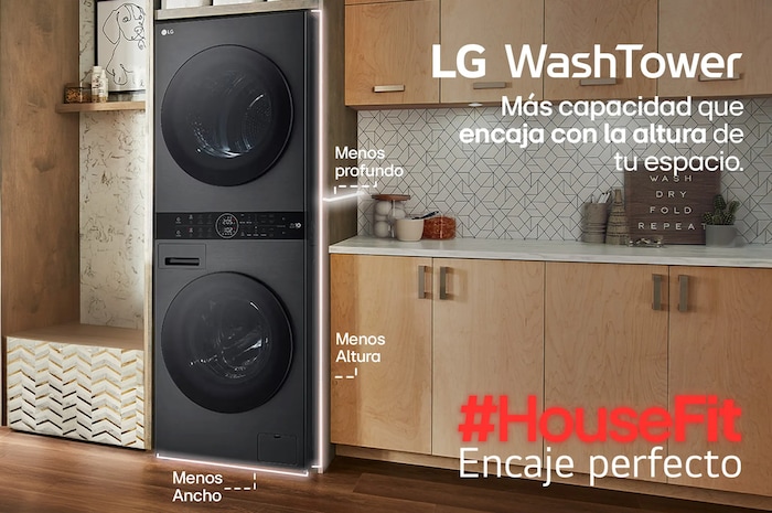 WashTower encaje perfecto en cuarto de lavado Washtower LG WK14BS6R