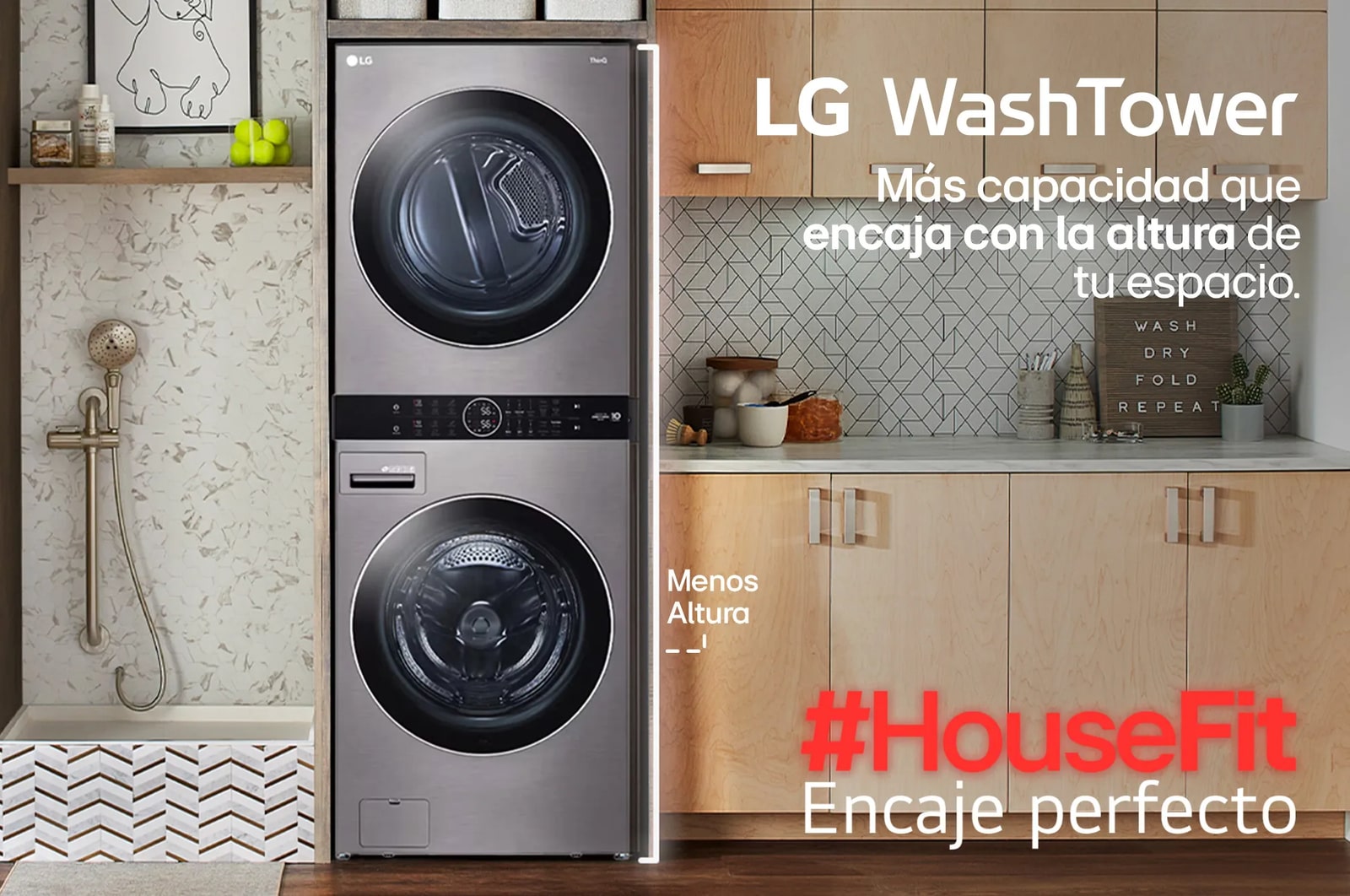WashTower WK22VS6 encaje perfecto en lugar de lavado