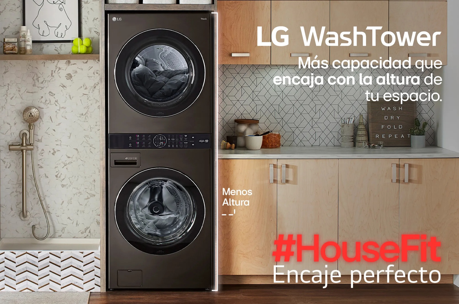 WashTower LG en espacio de lavado