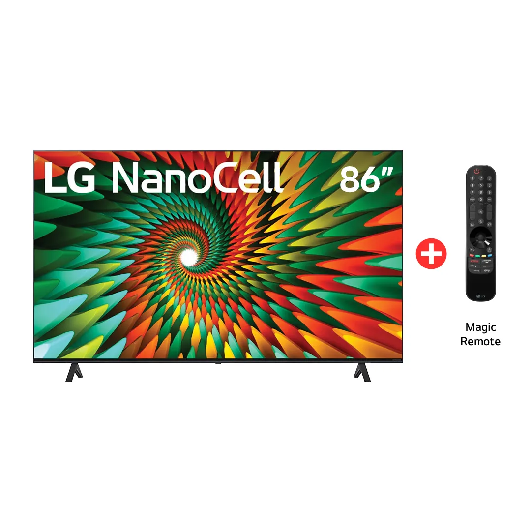 Vista frontal TV NanoCell 86", incluye magic remote