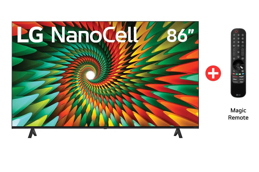 Vista frontal TV NanoCell 86", incluye magic remote